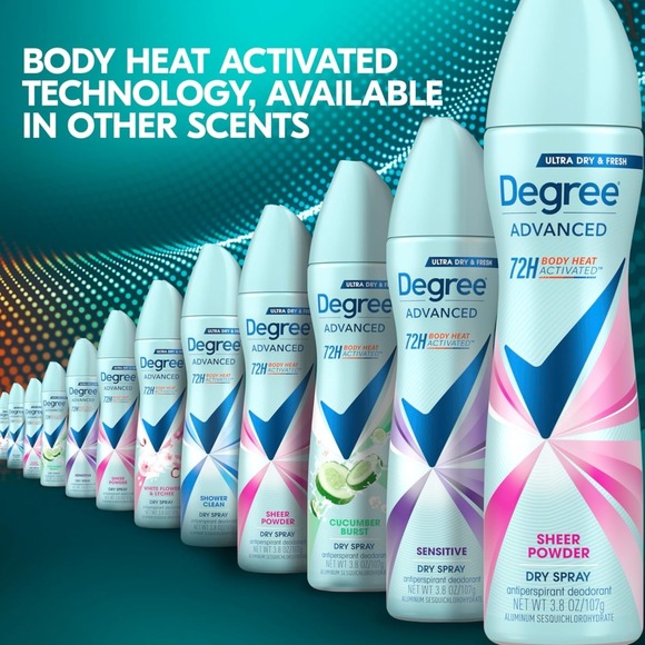Degree Advanced Sheer Powder Dry Spray Deodorant 72H Protection 3.8 oz Lot of 6 - Picture 10 of 10